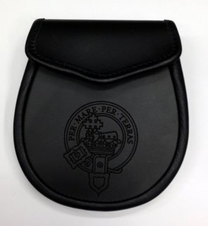 Clan Crest Engraved on Leather Day Sporran